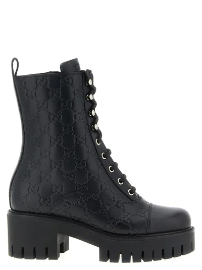 Gucci Black Leather Ankle Boots