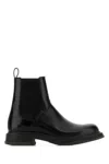 Gucci Leather Ankle Boots Block Heel Pull Tab In Black