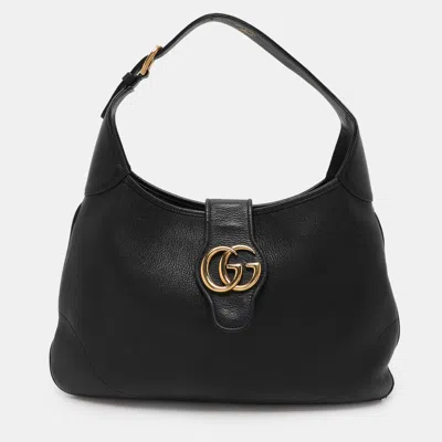 Pre-owned Gucci Black Leather Aphrodite Hobo