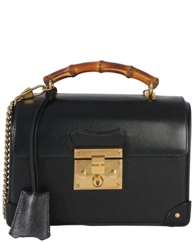 Gucci Black Leather Azalea Small Padlock Bamboo Shoulder Bag (authentic Pre-loved)