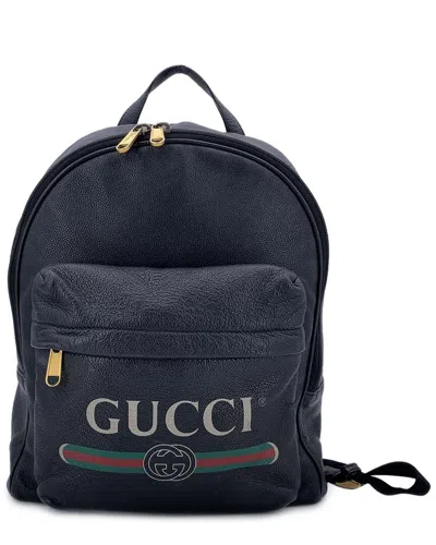 GUCCI GUCCI BLACK LEATHER BACKPACK (AUTHENTIC PRE-LOVED)