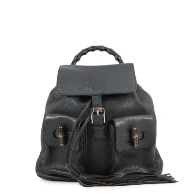 Pre-owned Gucci Black Leather Backpack Handbag ()