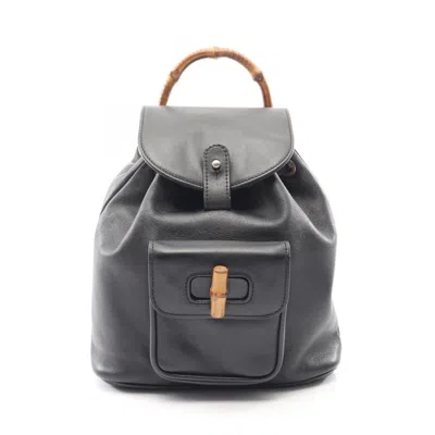Pre-owned Gucci Black Leather Backpack Handbag ()