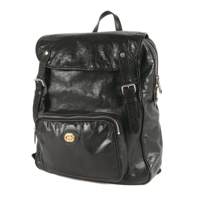 Pre-owned Gucci Black Leather Backpack ()