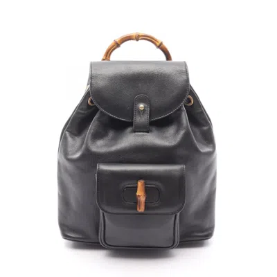 Pre-owned Gucci Black Leather Backpack ()