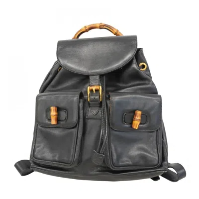 Pre-owned Gucci Black Leather Backpack ()