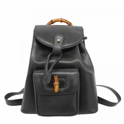Pre-owned Gucci Black Leather Backpack ()