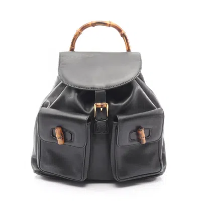 Pre-owned Gucci Black Leather Backpack ()