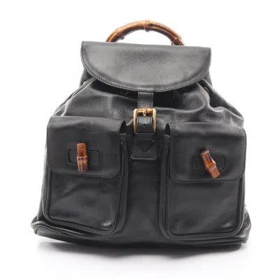 Pre-owned Gucci Black Leather Backpack ()