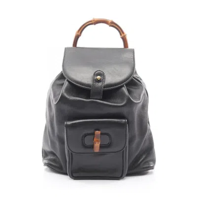 Pre-owned Gucci Black Leather Backpack ()