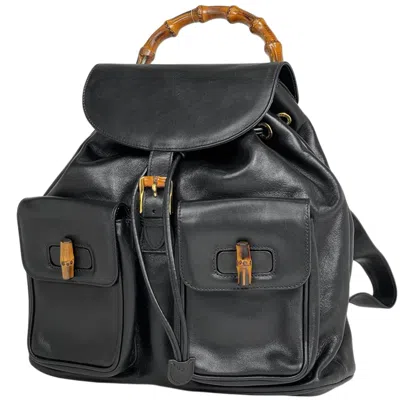 Pre-owned Gucci Black Leather Backpack ()