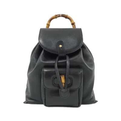 Pre-owned Gucci Black Leather Backpack ()