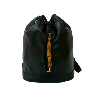 Pre-owned Gucci Black Leather Bamboo Backpack ()