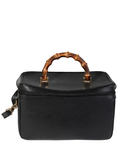 Gucci Black Leather Bamboo Handle Vanity Bag (authentic Pre-loved)