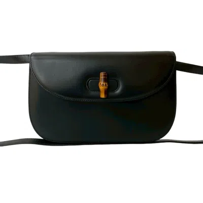 Pre-owned Gucci Black Leather Bamboo Pochette Shoulder Bag ()