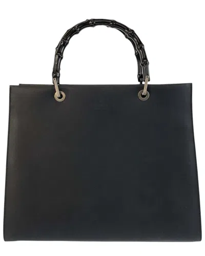 Gucci Black Leather Bamboo Tote (authentic Pre-loved)