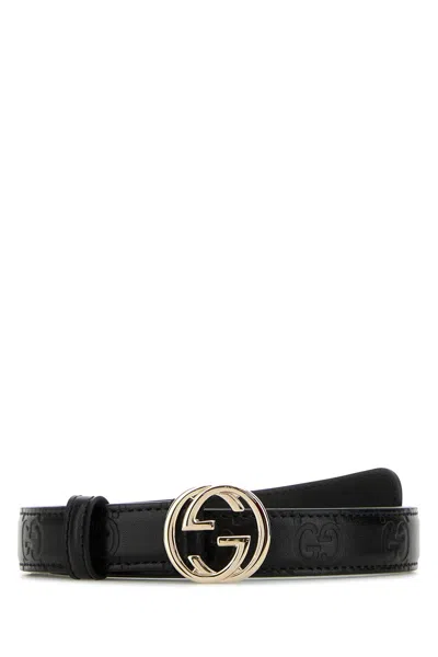 Gucci Logo Plaque Buckled Belt In Black