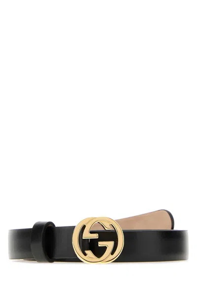 Gucci Black Leather Belt In Brown
