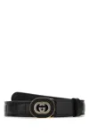 Gucci Leather Belt With Adjustable Length And Quilted Design In Blackblack