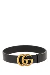 Gucci Gg Marmont Leather Belt With Shiny Buckle In Nero