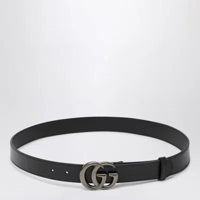 Gucci Black Leather Belt With Gg Marmont Buckle