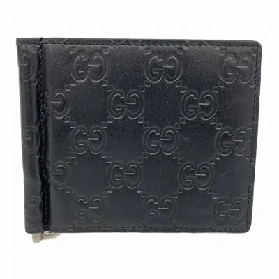 Pre-owned Gucci Black Leather Bill Wallet (bi-fold) ()