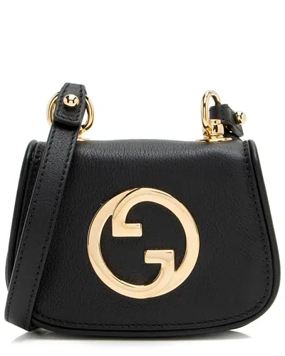 Pre-owned Gucci Black Leather Blondie Card Case On Strap (authentic Pre-loved)