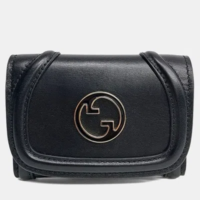 Pre-owned Gucci Black Leather Blondie Card Holder