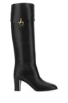 Gucci Almond Toe Block Heel Knee High Boots In Black