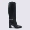Gucci Women Black Boots With Side Clamp And Web Detail In Leather Woman In Black