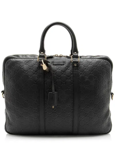 Pre-owned Gucci Black Leather Briefcase (authentic Pre-loved)