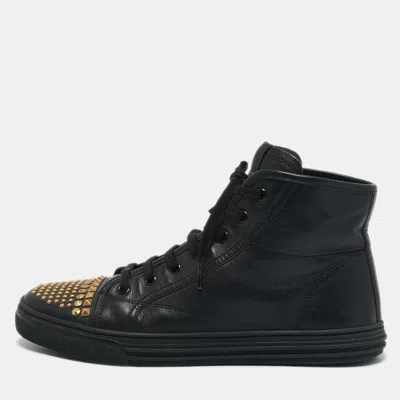 Pre-owned Gucci Black Leather California Studded High Top Sneakers Size 39