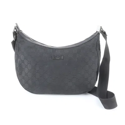 Pre-owned Gucci Black Leather Canvas Handbag Shoulder Bag Tote Bag ()