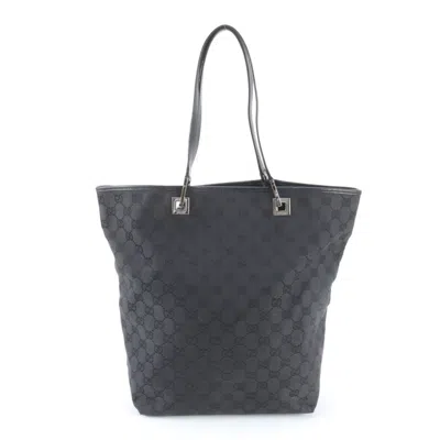 Pre-owned Gucci Black Leather Canvas Handbag Shoulder Bag Tote Bag ()