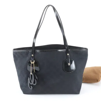 Pre-owned Gucci Black Leather Canvas Handbag Shoulder Bag Tote Bag ()