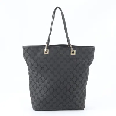 Pre-owned Gucci Black Leather Canvas Handbag Tote Bag ()