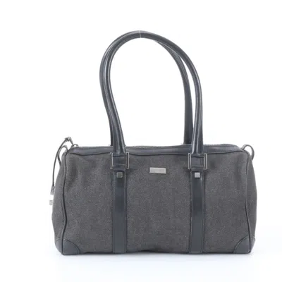 Pre-owned Gucci Black Leather Canvas Handbag Tote Bag ()