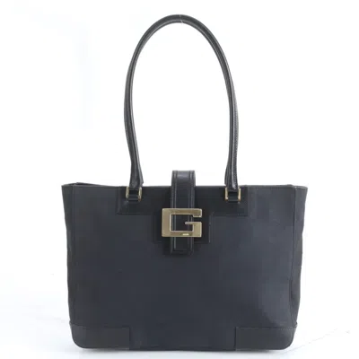 Pre-owned Gucci Black Leather Canvas Shoulder Bag Tote Bag ()