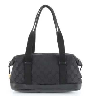 Pre-owned Gucci Black Leather Canvas Tote Bag ()