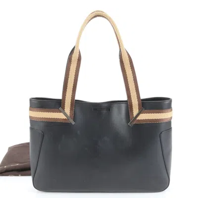 Pre-owned Gucci Black Leather Canvas Tote Bag ()