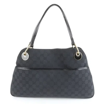 Pre-owned Gucci Black Leather Canvas Tote Bag ()