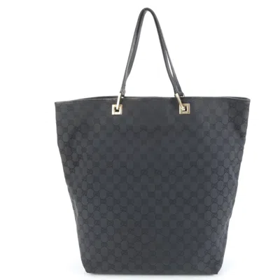 Pre-owned Gucci Black Leather Canvas Tote Bag ()