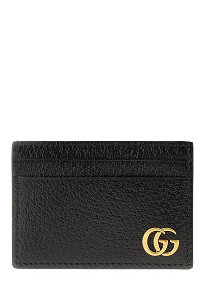 Gucci Black Leather Card Holder In 1000