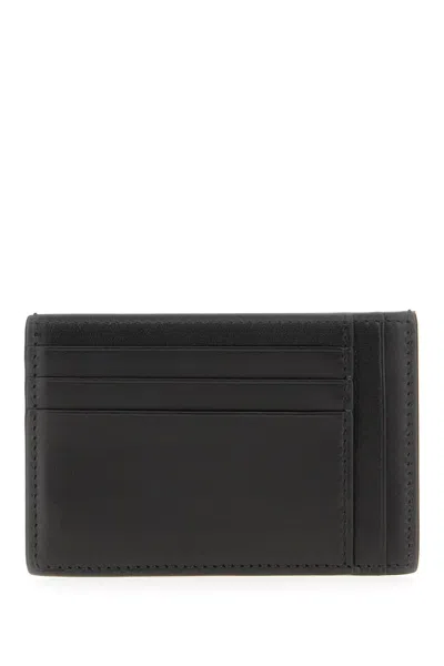 Gucci Black Leather Card Holder In Grigio