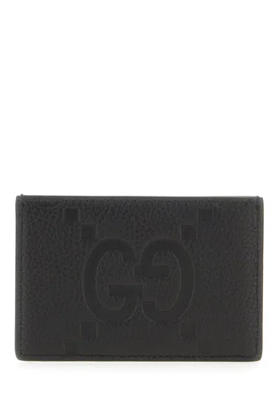 Gucci Black Leather Card Holder In Nero