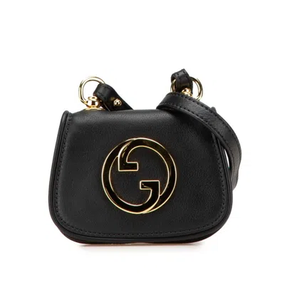 Pre-owned Gucci Black Leather Chain/shoulder Wallet ()