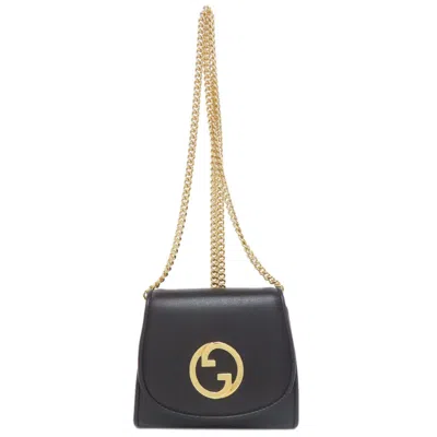 Pre-owned Gucci Black Leather Chain/shoulder Wallet ()