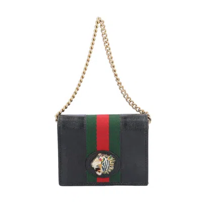 Pre-owned Gucci Black Leather Chain/shoulder Wallet ()