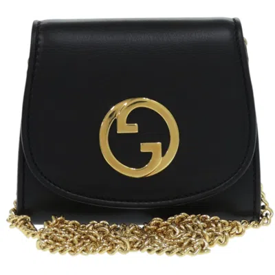 Pre-owned Gucci Black Leather Chain/shoulder Wallet ()
