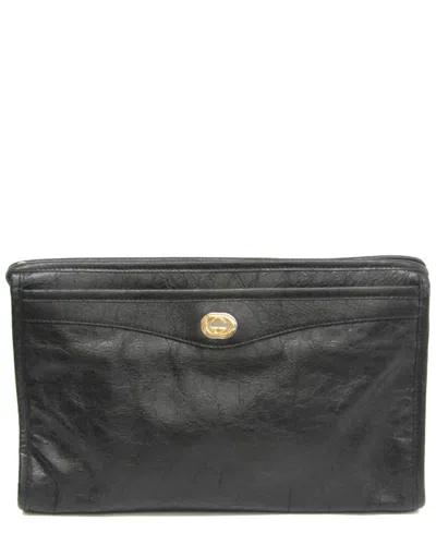 Gucci Black Leather Clutch (authentic Pre-loved)
